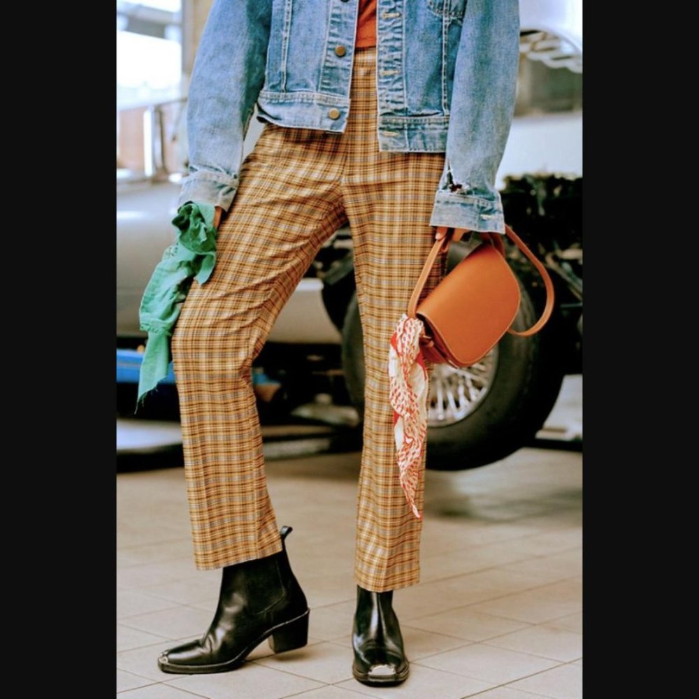 Urban Outfitters Mensy Plaid Straight Leg Trouser Pant